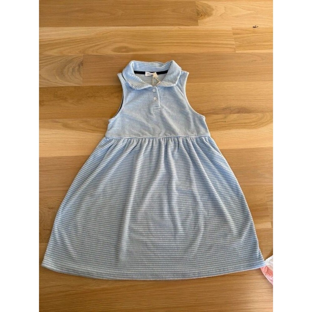 New Minnow girls powder blue stripe french terry tennis dress size 9 - 10